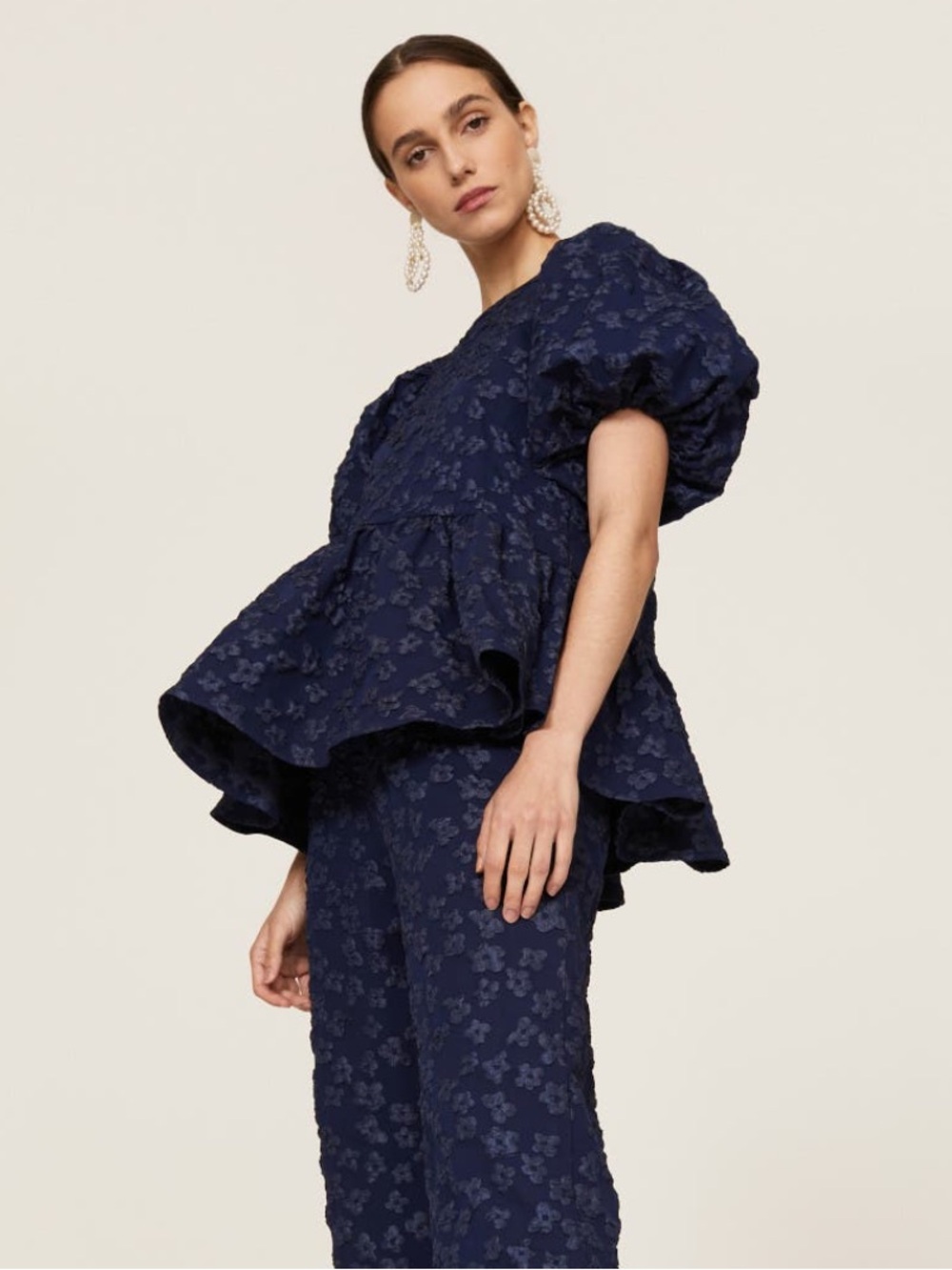 STINE GOYA Liw Jacquard Peplum Blouse - Picture 3 of 7
